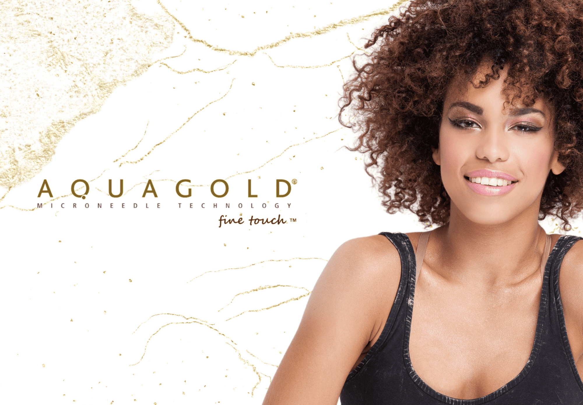 Aquagold fine touch logo with model woman.